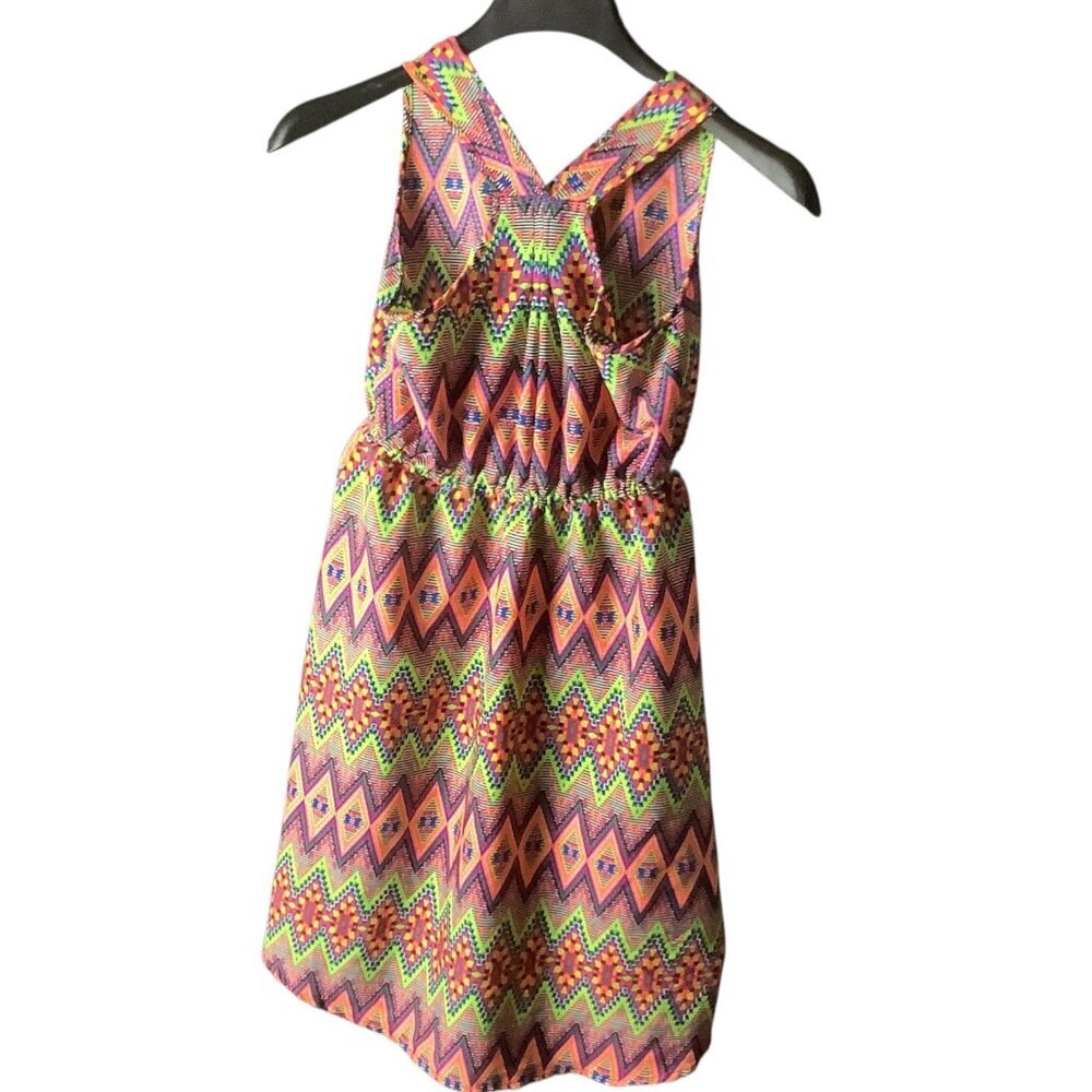 Japna Girls Dress Size 12 Multicolor Elastic Waist Geometric Pattern Sleeveless - Picture 3 of 11